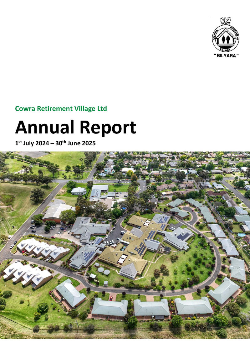 Cover of the Cowra Retirement Village 2024-2025 Annual Report